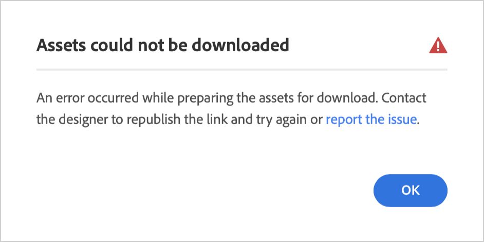 Error al descargar activos