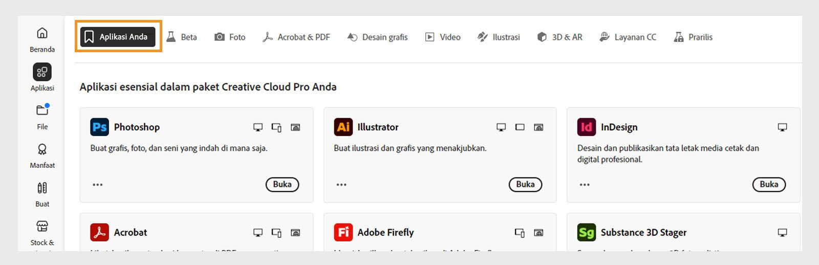 Pilih Your apps untuk melihat semua aplikasi yang terinstal di komputer Anda