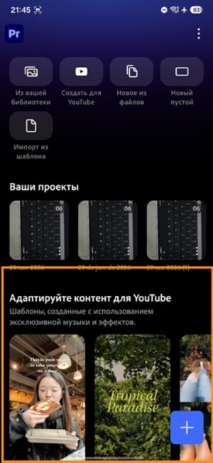 Выбрана категория YouTube Shorts среди разделов «Образ жизни», «Красота» и «Путешествия» с кнопкой «Использовать этот шаблон» ниже.