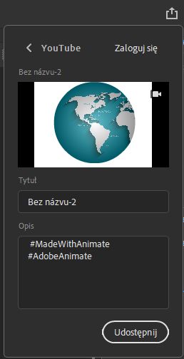 Panel udostępniania w serwisie YouTube