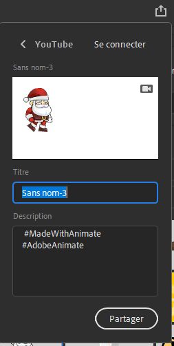 Panneau Partage sur YouTube