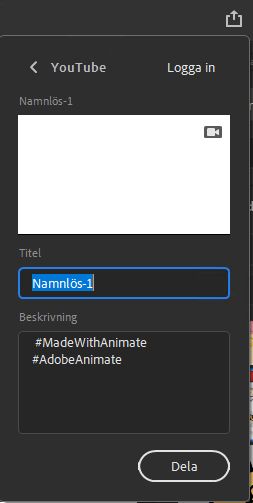 Panelen för att dela på YouTube