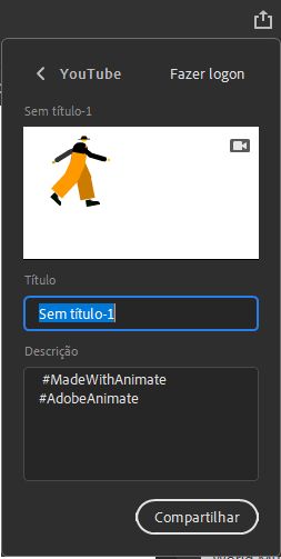 Painel de compartilhamento do YouTube