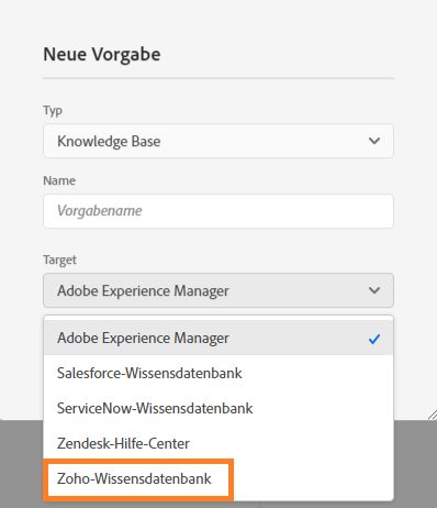 Veröffentlichen in der Zoho-Wissensdatenbank