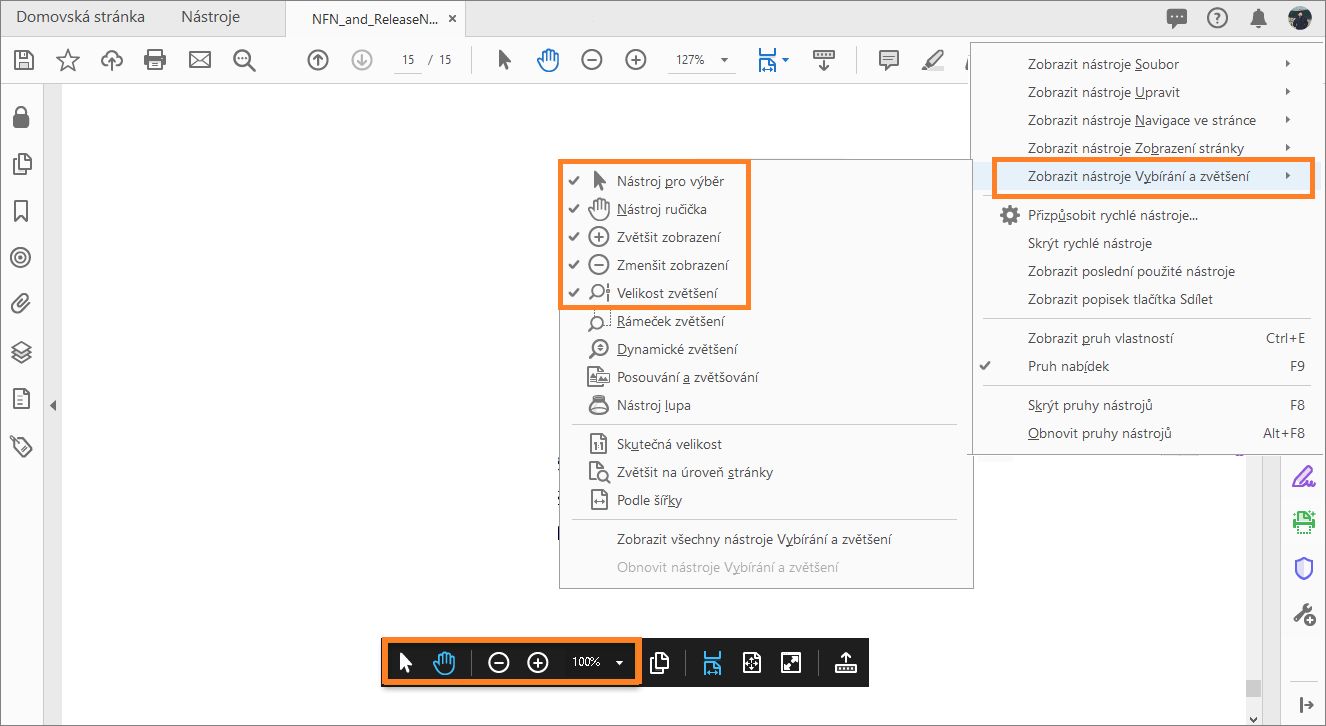 Zobrazit/skrýt nástroje HUD