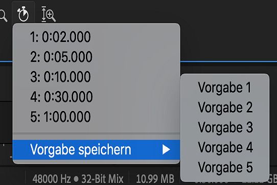 Zoom zu einem Zeitpunkt